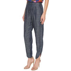 Trina Turk Fulton Pull-On Pleated Chambray Pants